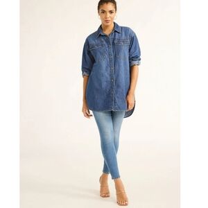 Sofia Jeans Oversized Boyfriend Shirt with Long Sleeves